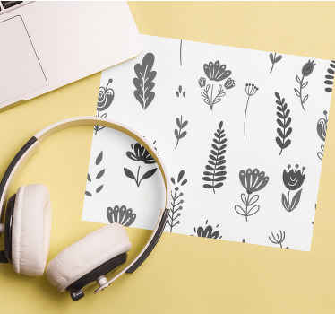 černé a bílé květiny originální podložka pod myš - TenStickers