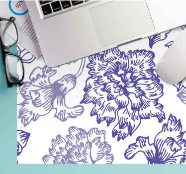 ソフトパープルフローラルパターンマウスパッドパターン - TENSTICKERS