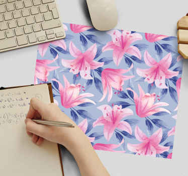 Alfombrilla ratón original Flores de acuarela rosa y morado - TenVinilo