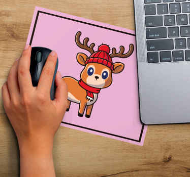Baby reindeer ski hat christmas mousepad - TenStickers
