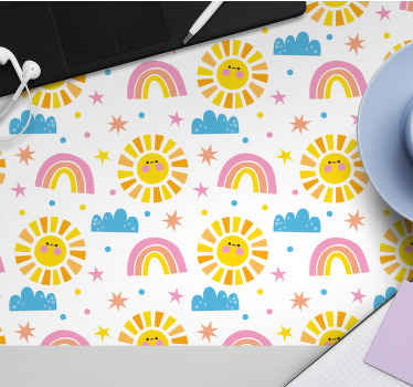 Farvet regnbue, solskyer original musemåtte - TenStickers