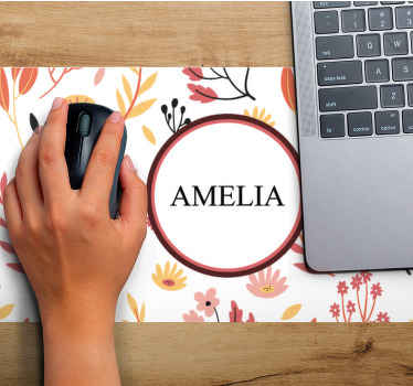 Personalised mouse pad floral personalised oval - TenStickers