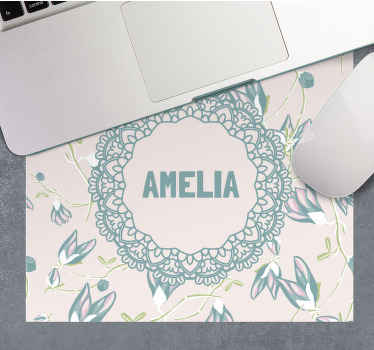 이름이 있는 마우스 패드 플로럴 레이스 디자인 - TenStickers