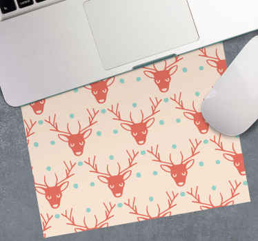 Rødt reinsdyr mønster Jul musematte - Tenstickers