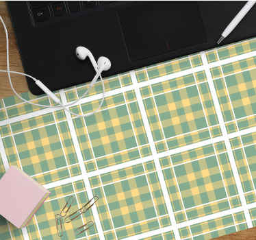 Yellow, green and white gingham style mouse pad - TenStickers