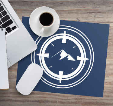 Tapetes de rato originais Bússola redonda com montanhas - TenStickers