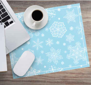 Flocos de neve brancos no tapete de rato azul do natal - TenStickers