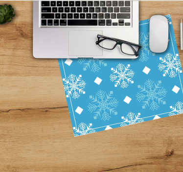 Copos de nieve tonos azules navidad alfombrilla ratón - TenVinilo