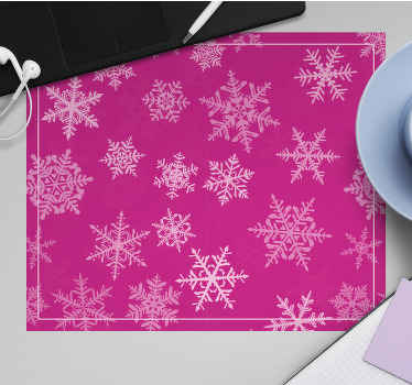 Flocos de neve rosa padrão de natal tapete de rato - TenStickers