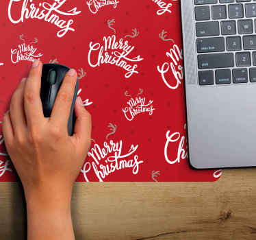 Merry chritsmas with reindeer horns mousepad - TenStickers