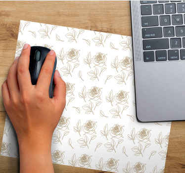 Mauspad Muster Detailliertes rosenmuster beige Hintergrund - TenStickers