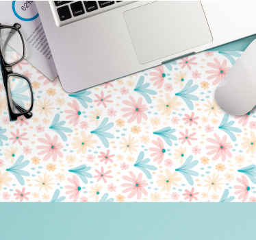 パステルカラーの花柄オリジナルマウスパッド - TENSTICKERS