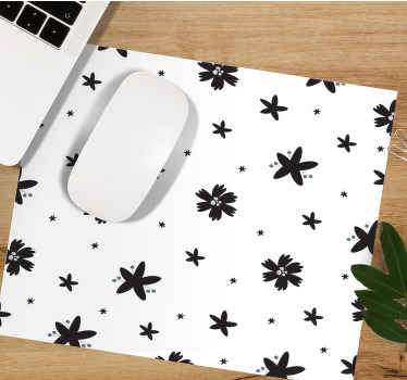 흑백 잉크 꽃무늬 마우스 패드 패턴 - TenStickers