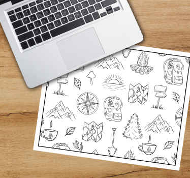 Elle çizilmiş pusula, dağ malzemeleri fare altlığı - TenStickers