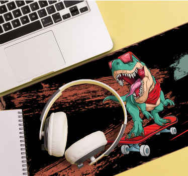 Korcsolyázó zöld dinoszaurusz eredeti egérpad - TenStickers