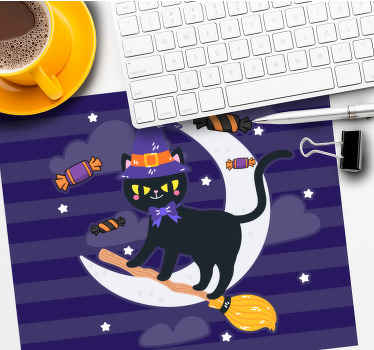 マウスパッド アニメ ほうきに乗った黒猫 - TENSTICKERS