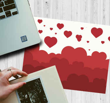 Punainen sydänpilvi kuvio Alkuperäinen hiirimatto - Tenstickers