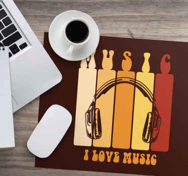 Mauspad originell Ich liebe musik retro-design - TenStickers
