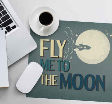 Fly me to the moon retro poster mouse pad - TenStickers