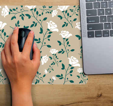 Bijela vintage ruža uzorak originalni podloga za miš - TenStickers