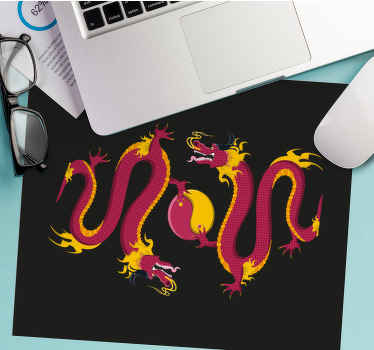 Alfombrilla ratón anime Yin y yang dos dragones - TenVinilo