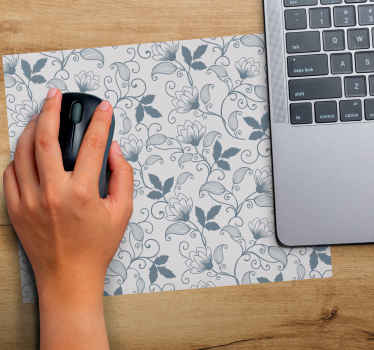 Floral blue Hamptons pattern mouse mat - TenStickers