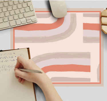 Rosa regnbåge kurvor abstrakt design musmatta - Tenstickers