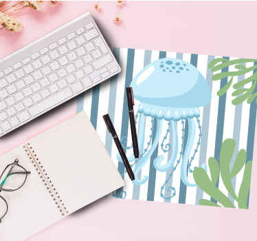 Mėlynos medūzos jūros būtybės originalus pelės kilimėlis - „Tenstickers“