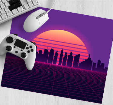 Neon Sunset Cityscape gaming mouse pad - TenStickers