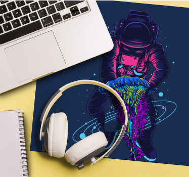 Alfombrilla ratón original Diseño de astronauta negro neón - TenVinilo