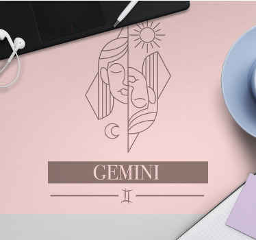 Gemini pink card zodiac sign design mouse pad - TenStickers