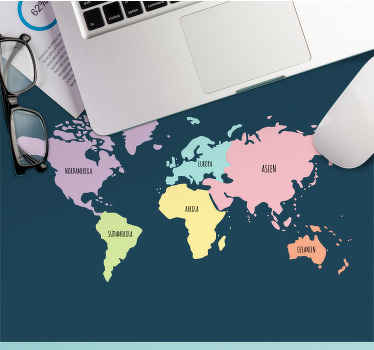 Mousepad Weltkarte Kontinente pastellfarben de - TenStickers