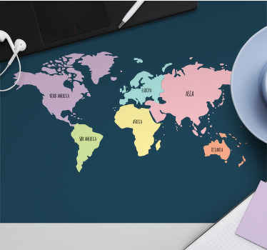 Kontinenter pastellfarger musematte verdenskart - Tenstickers