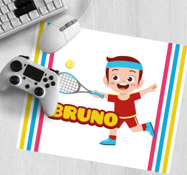 Mauspad mit namen spielerischer tennischarakter - TenStickers