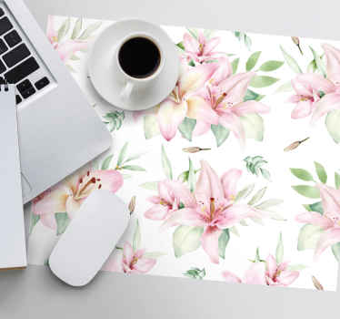 Mauspad Muster blumenmuster mit lilien - TenStickers