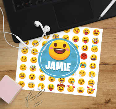 Alfombrilla ratón personalizable Emojis con nombre - TenVinilo