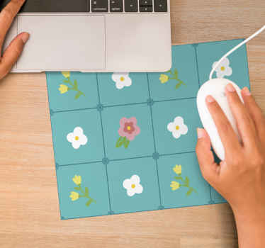 Mouse pad texturas arreglo floral con azulejos - TenVinilo