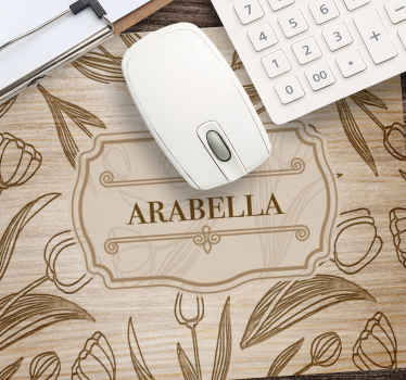 Muismat met naam hout tulp - TenStickers