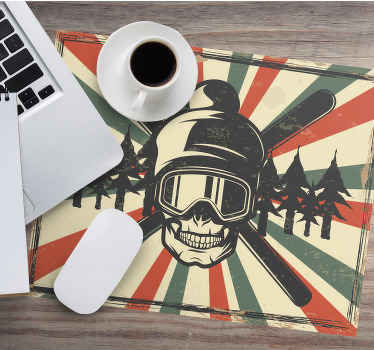 Tapis de souris Tête de mort pirate ski - TenStickers