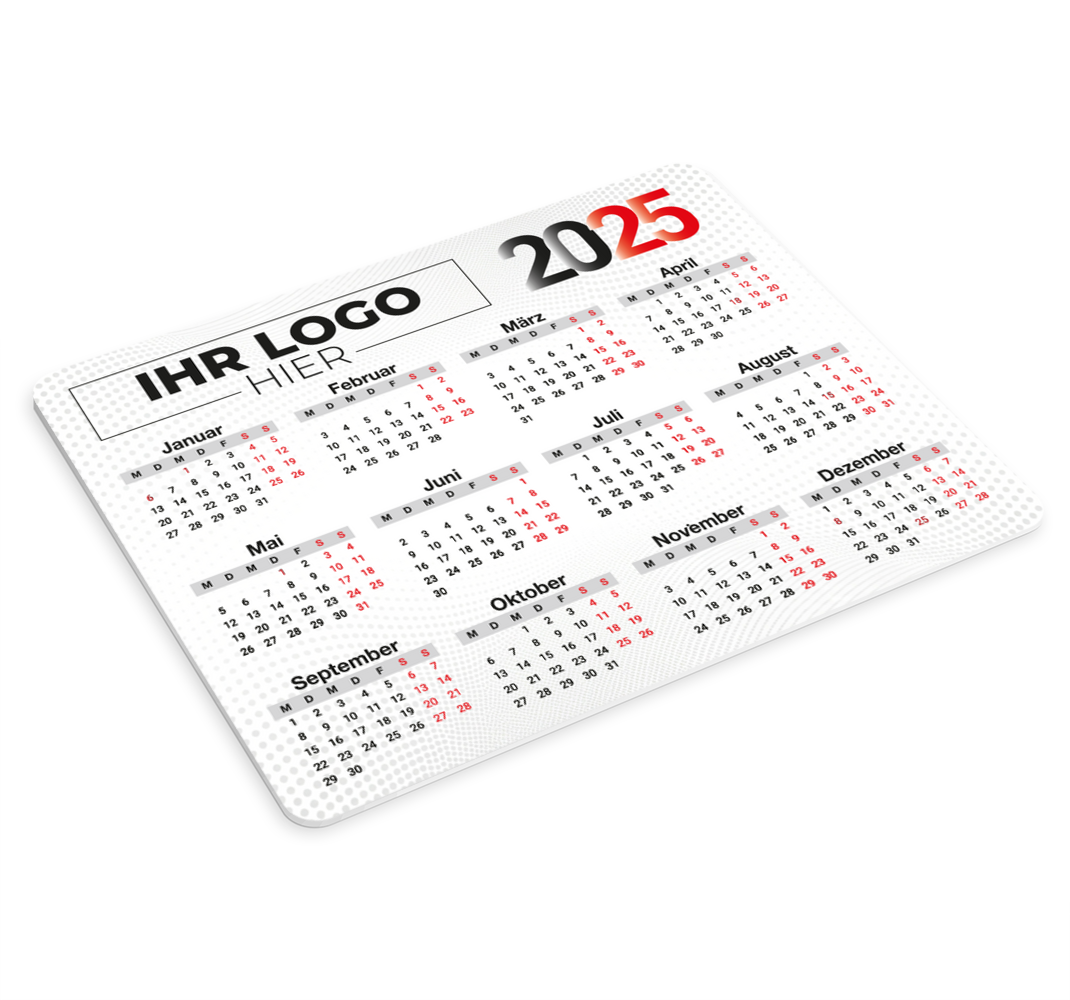 Mauspad mit Namen Kalender 2025 mit Logo - TenStickers