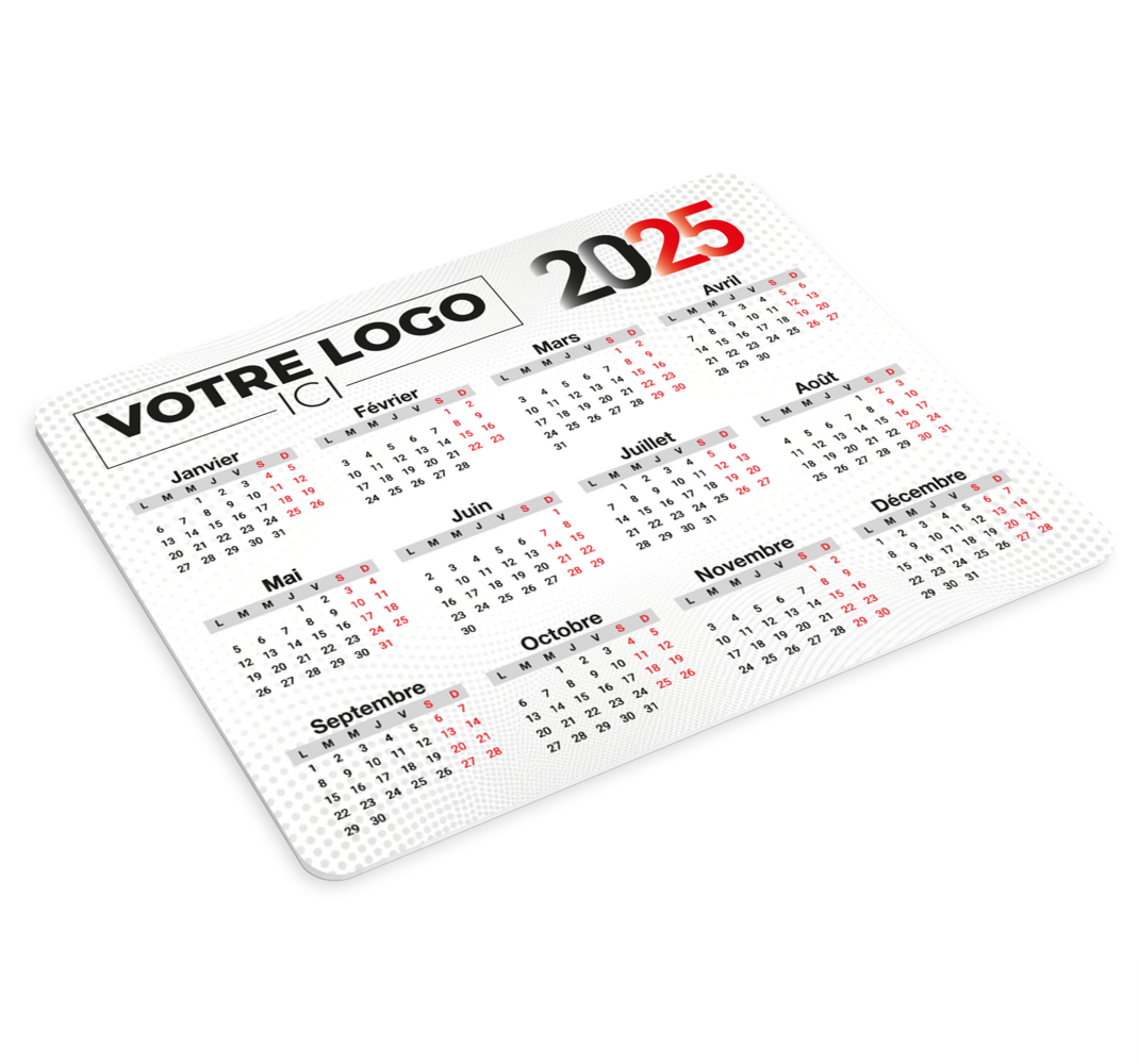 Tapis de souris nom calendrier 2025 avec logo - TenStickers