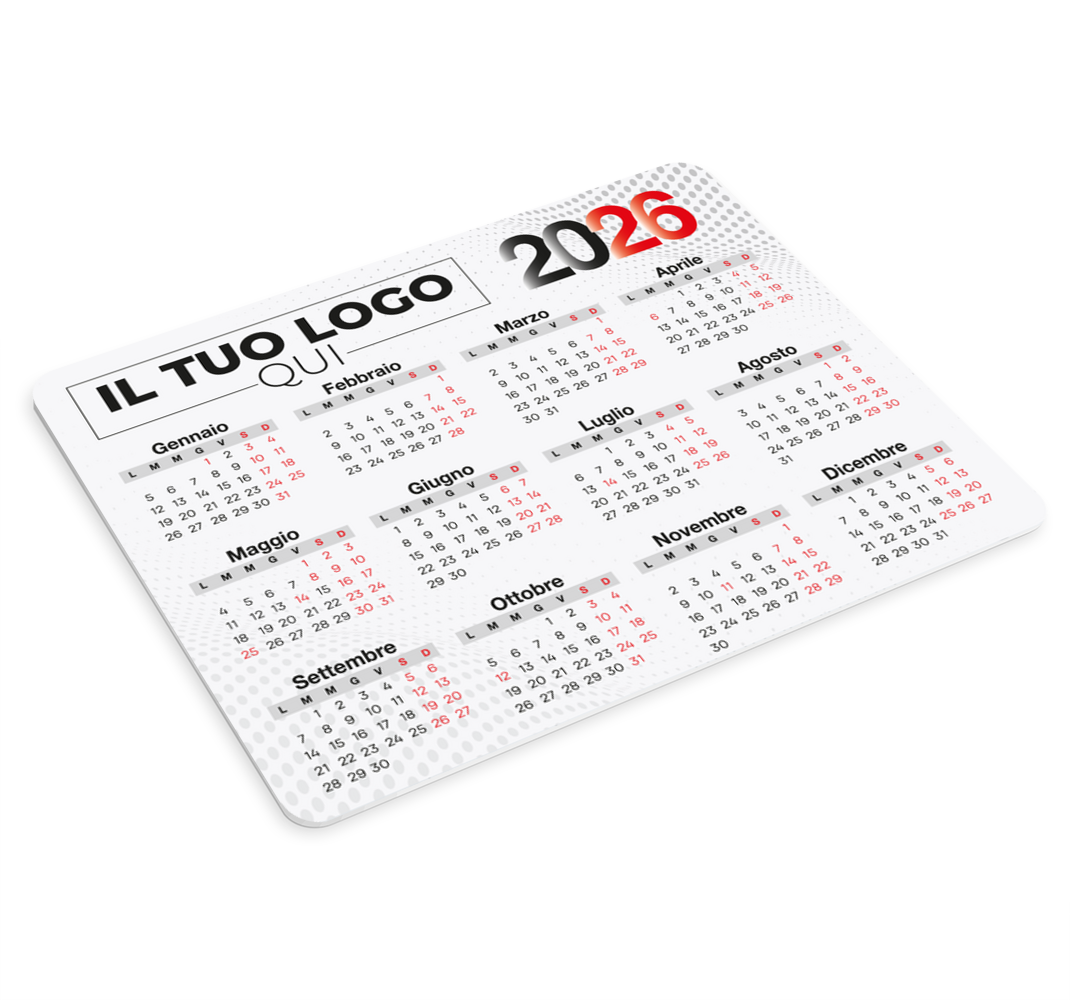 Tappetino mouse personalizzabile calendario 2026 con logo - TenStickers