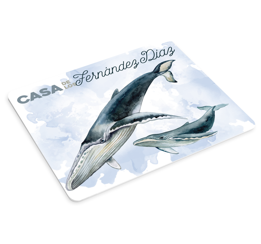 Alfombrilla ratón familia ballenas personalizable - TenVinilo