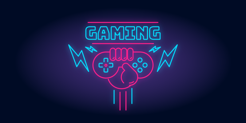 Gaming Logo With Neon Lights vinyl mouse pad