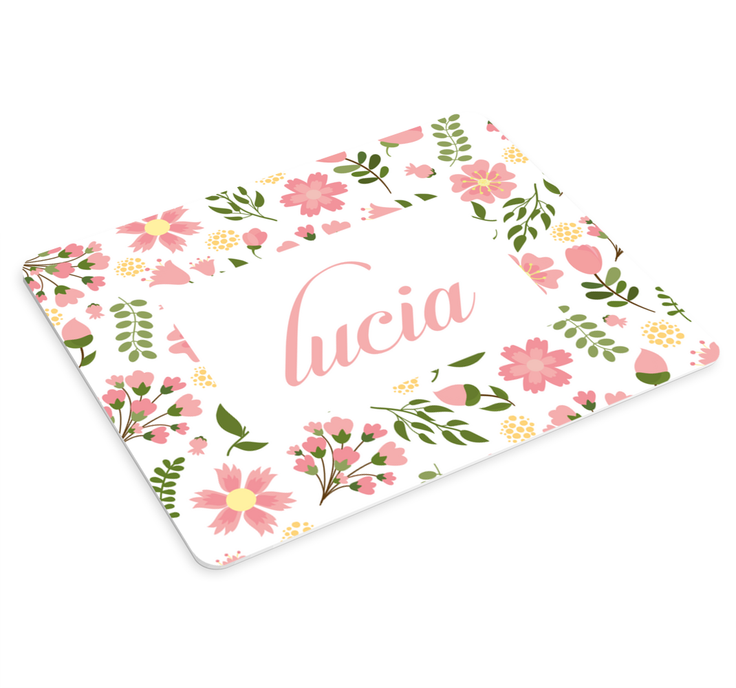 Alfombrilla raton con nombre Floral personalizado - TenVinilo