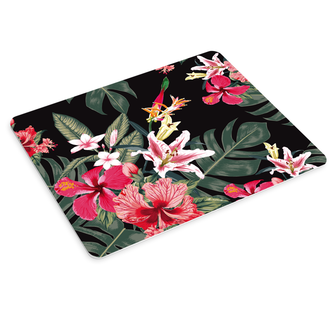 Fleurs roses avec monstera plus tapis de souris - TenStickers