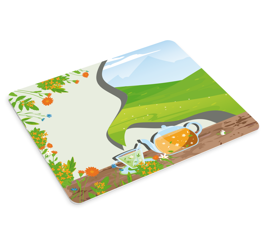 Campo de té de dibujos animados más alfombrillas de ratón - TenVinilo