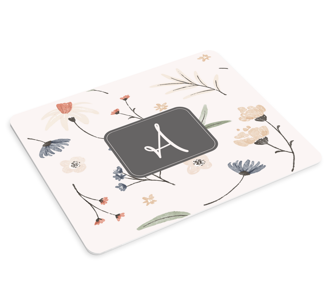 Floral Monogram Initial personalised mouse mat - TenStickers
