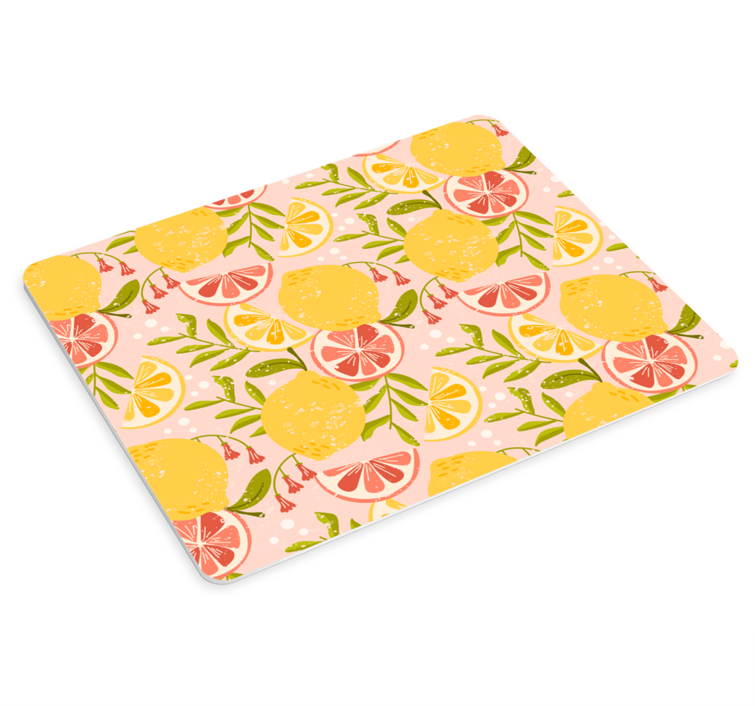 분홍색 배경 마우스 패드에 자몽 - TenStickers