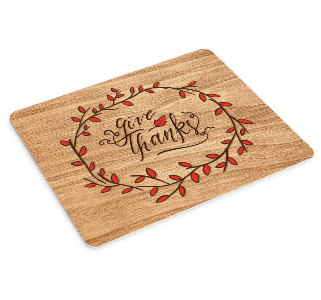 Give thanks leaf circle mouse pad quotes - TenStickers
